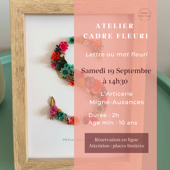 Atelier cadre fleuri samedi 19 septembre